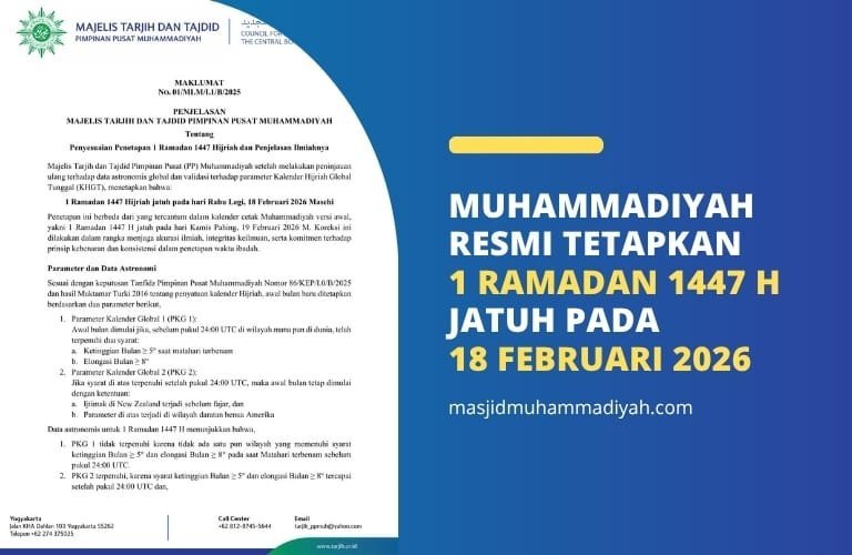 Muhammadiyah Tentukan 1 Ramadan 1447 H Jatuh pada 18 Februari 2026
